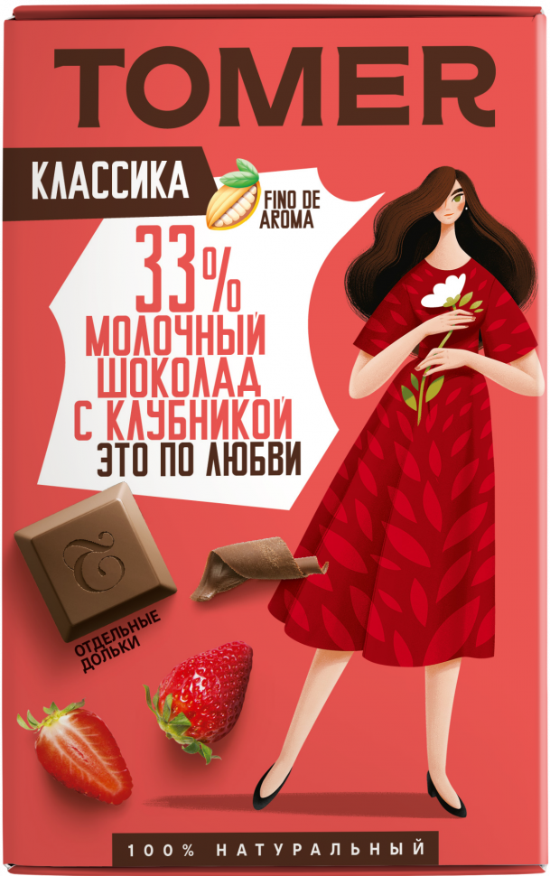  Фабрика Томер  Молочный шоколад с КЛУБНИКОЙ, 90г в Астрахани